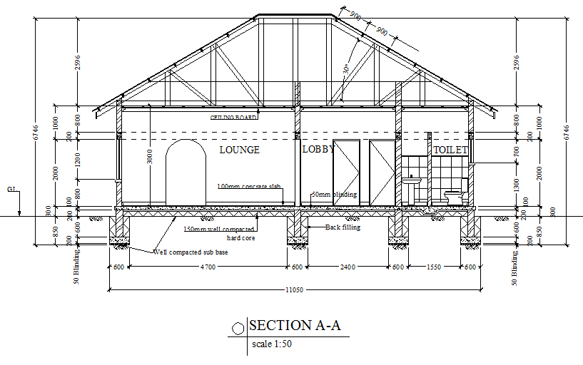 Section servants quarter plan layout file
