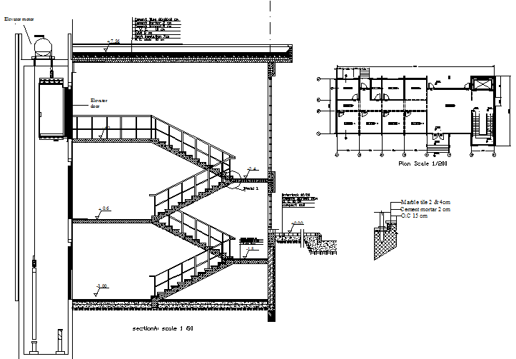 Section stair detail dwg file