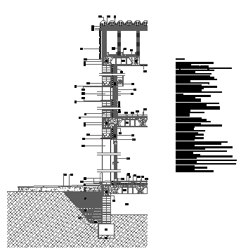 Section town house construction design drawing 