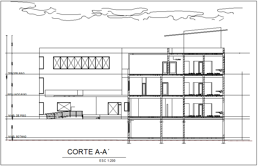 Section view of clinic dwg file 