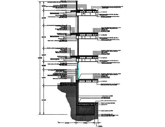 Section with finishes detail dwg file