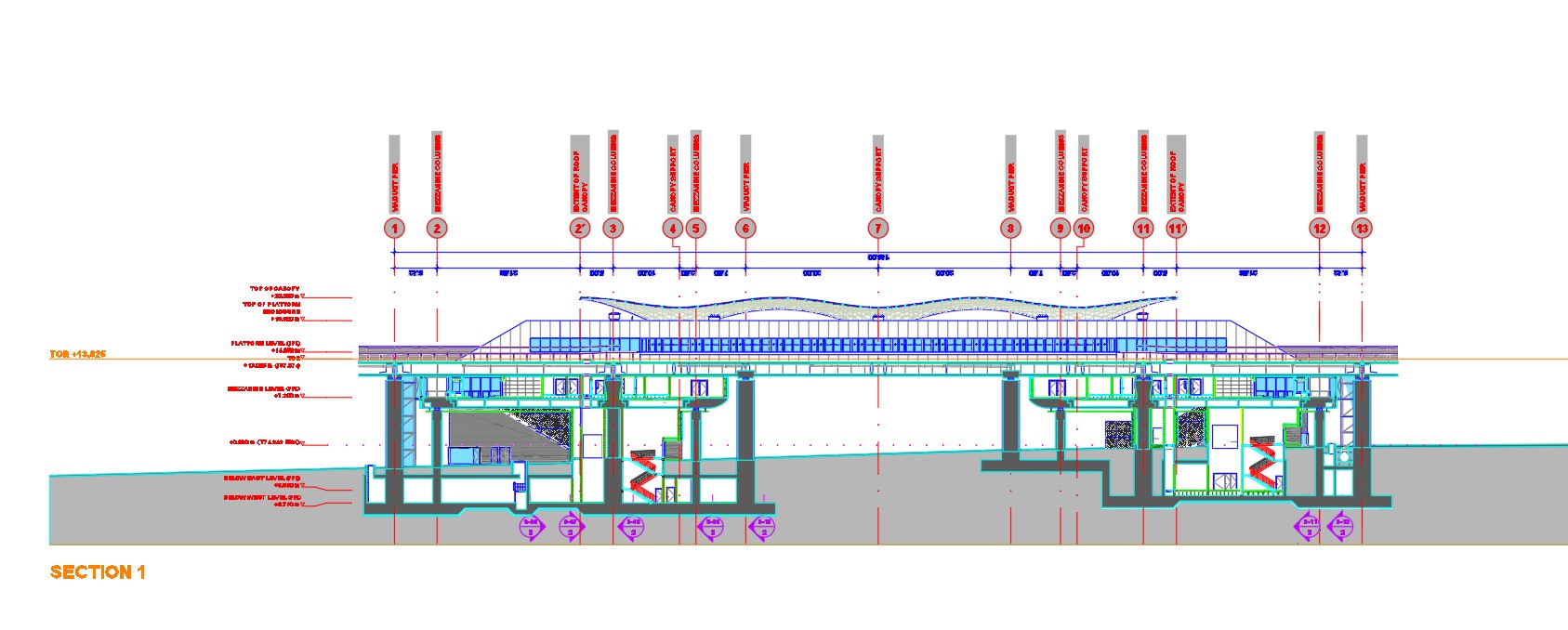 Section 1 of metro station in AutoCAD 2D drawing, dwg file, CAD file