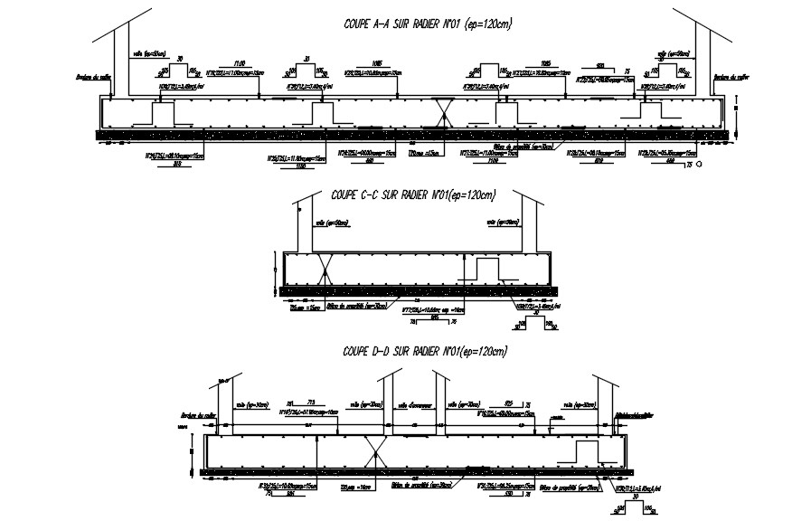 Section A-A of the structure with details in AutoCAD 2D drawing, CAD file, dwg file