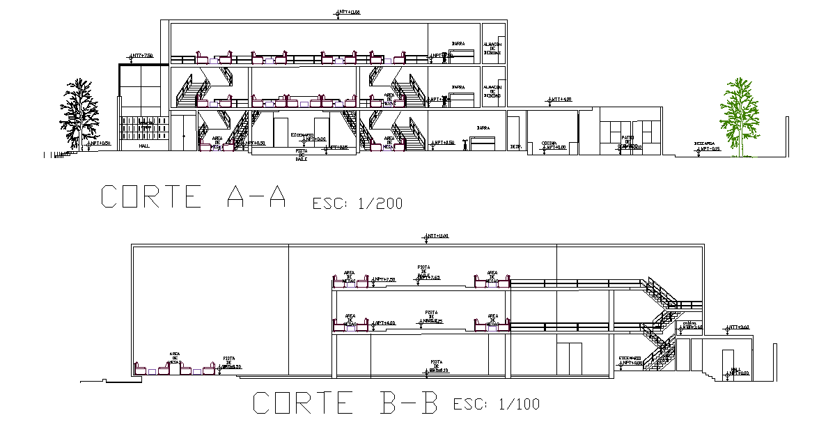 Section Of Huge Modern Shopping Center With Basic Rendered Drawing defined in this AutoCAD File. Download the AutoCAD file. 