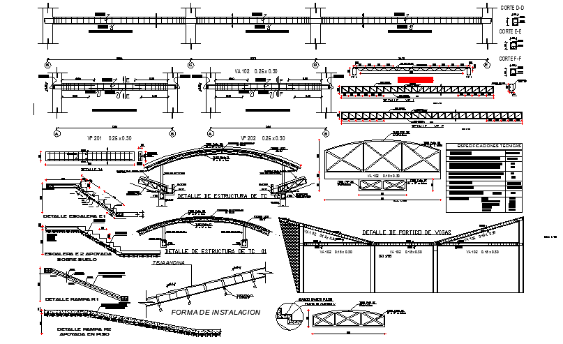 Sectional detail and construction plan