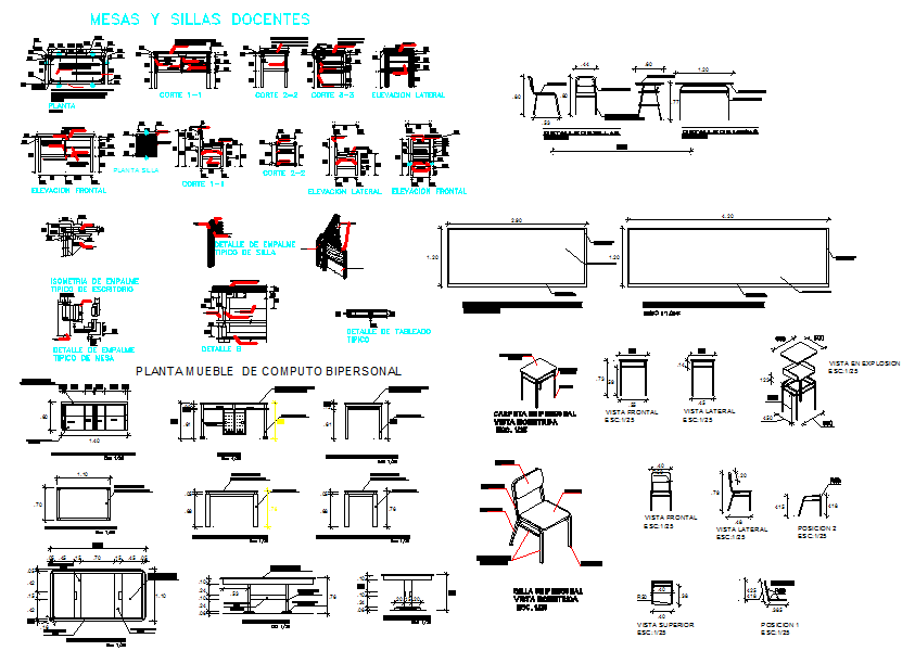 Furniture Section and Elevation CAD for Interior Projects