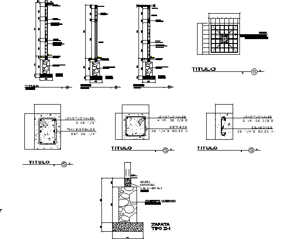 Sectional details with text detailing