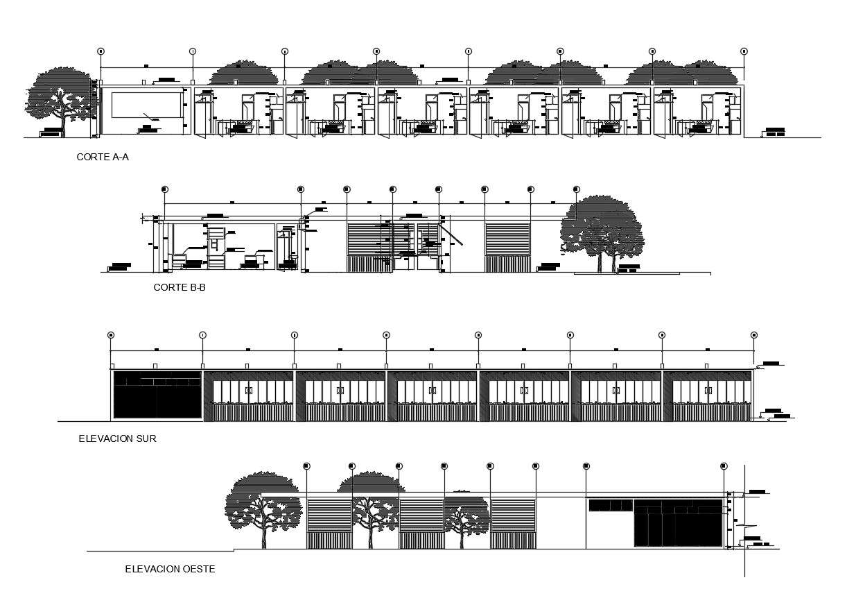 Sectional elevation of complex dwg file