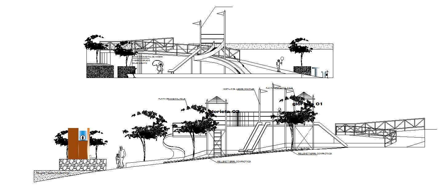 Sectional elevation of playground 