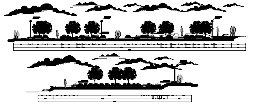 Sectional elevations of bunglow in dwg file 