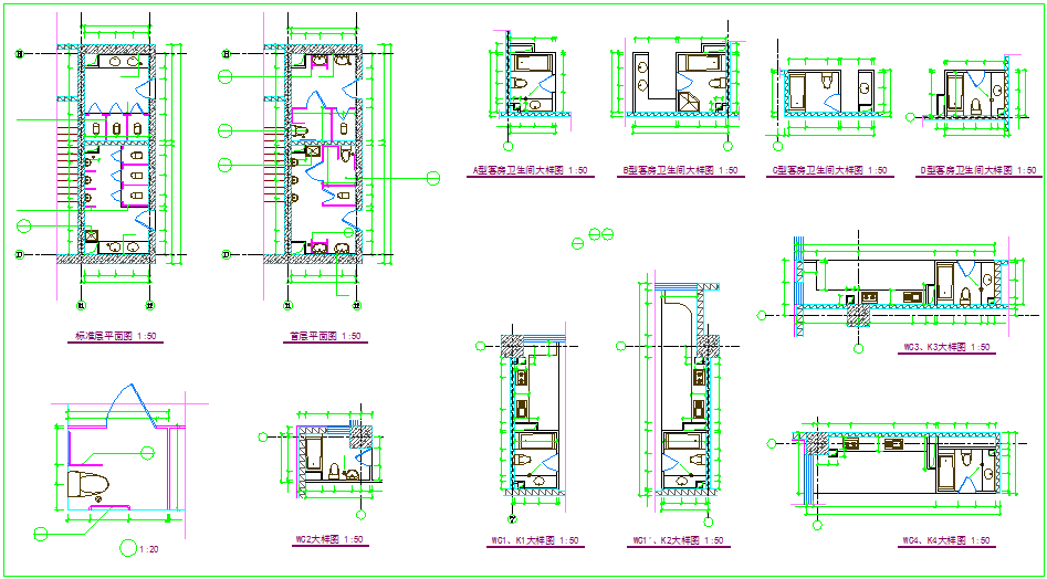 Sectional view of column for washing area dwg file