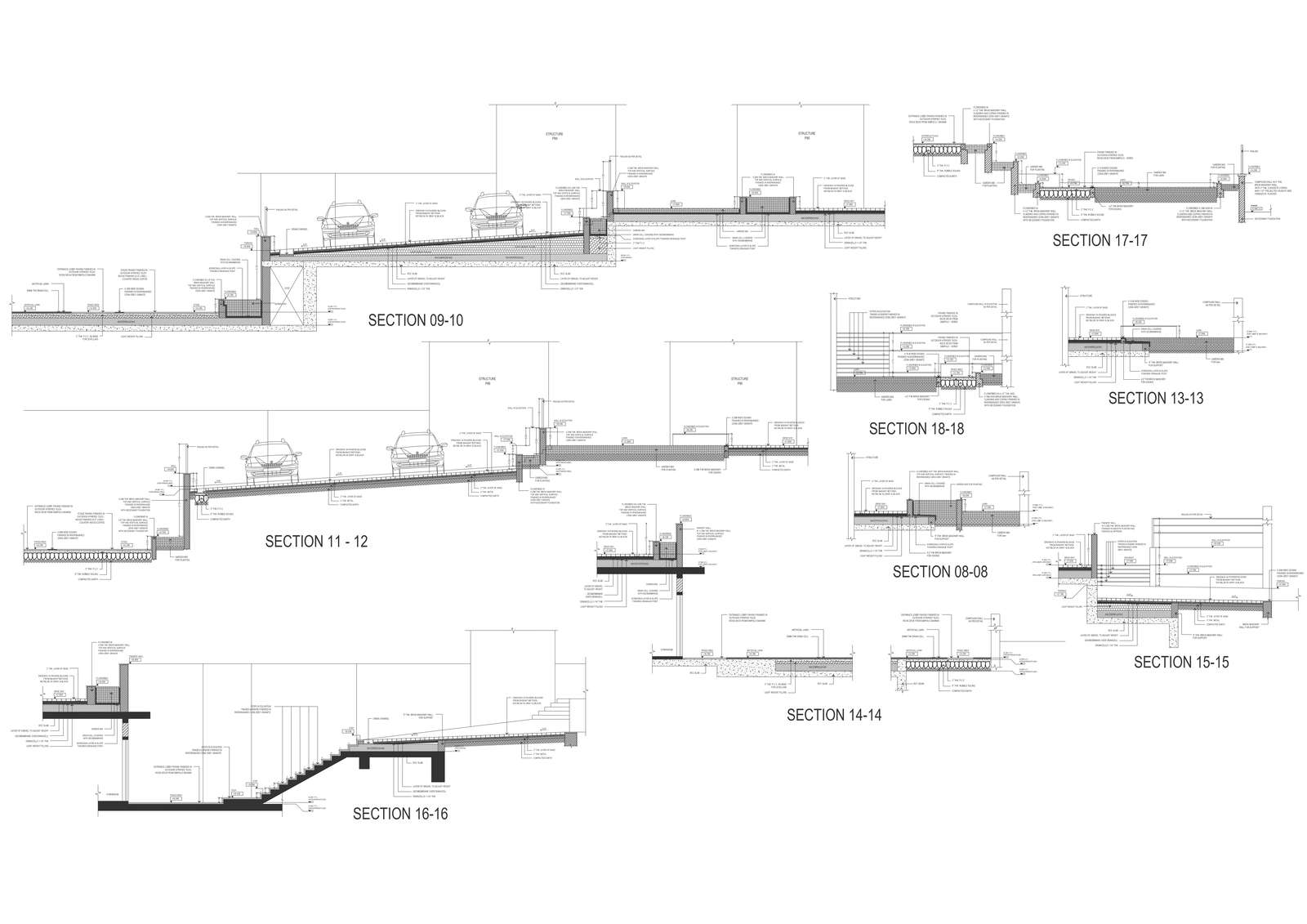 Section detail of basement parking DWG AutoCAD drawing