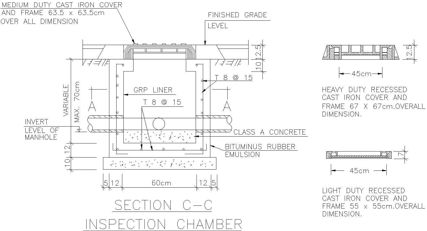Section of Inspection chamber in AutoCAD, dwg file.
