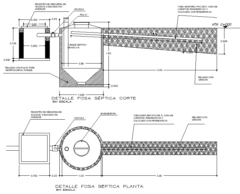 Septic tank plan and section layout file