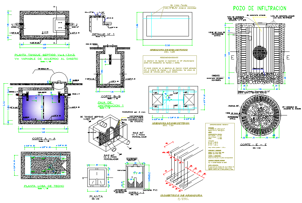 Septic tank plan and section layout file