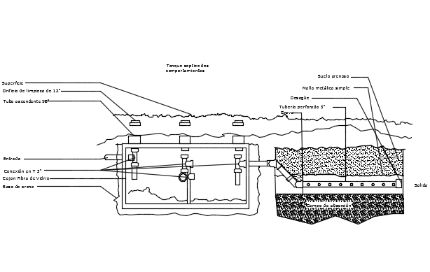 Septic tank section detail dwg file