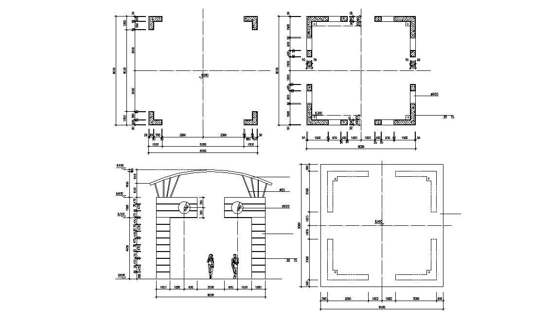 Shade Design Plan and Elevation CAD Drawing 