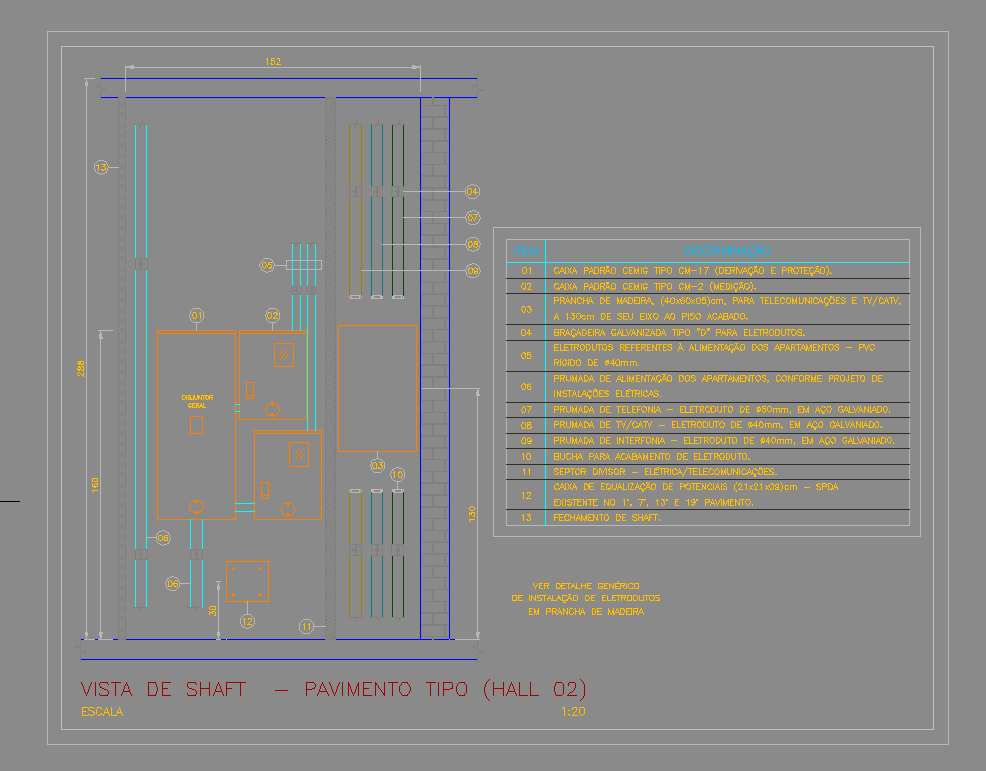 Detailed Shaft View DWG Drawing for Typical Floor Architecture