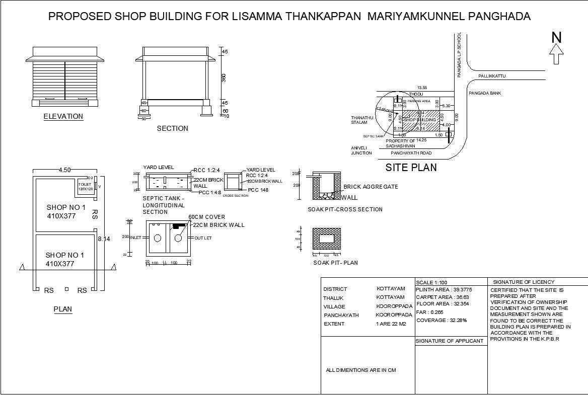 Shop detail plan and sections cad files
