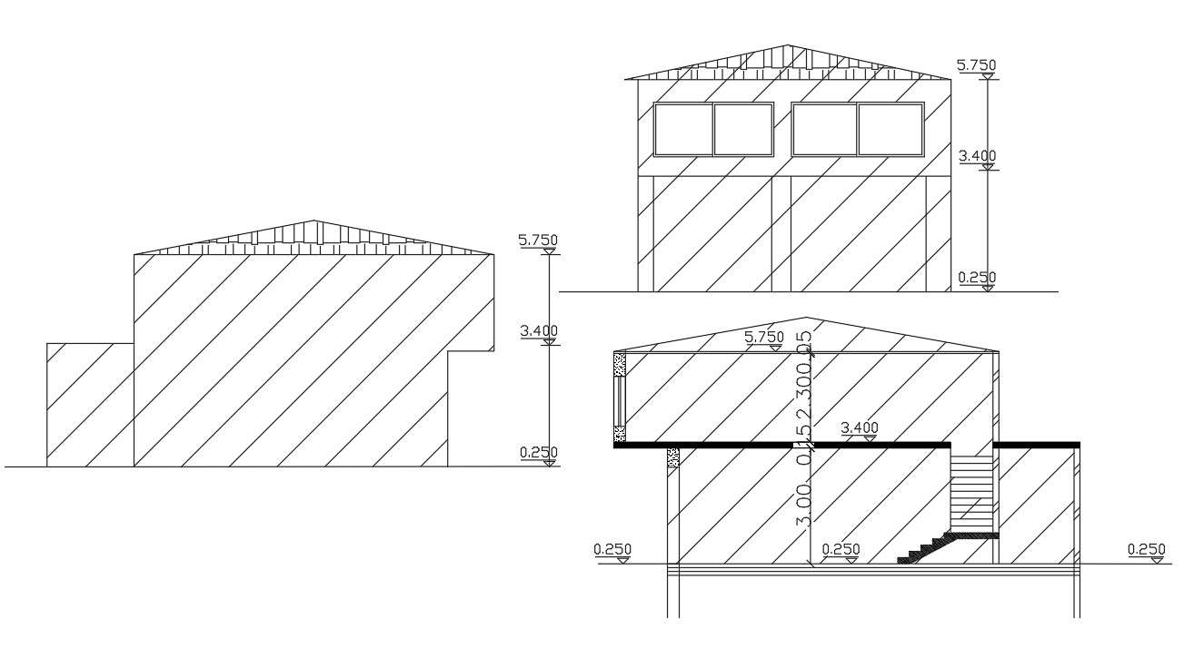 Shop Building Sectional Elevation Design Free DWG File