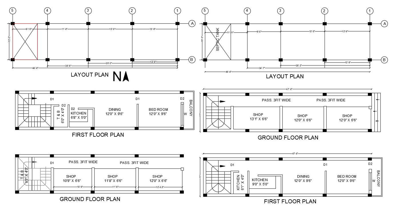 Shop With 1 BHK House Plan AutoCAD File