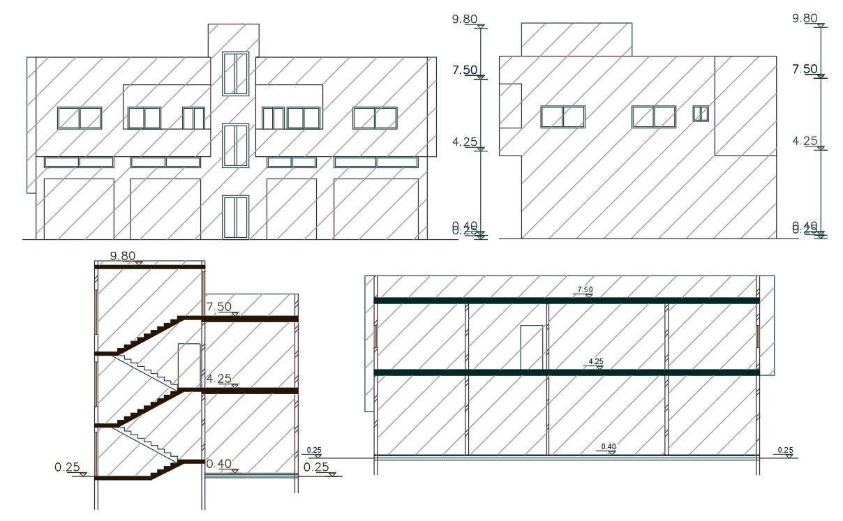 Shop With House Building Design AutoCAD File