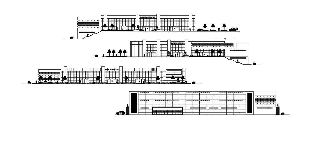 Shopping Mall Elevation In DWG File