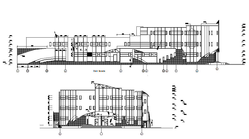 Shopping center front elevation
