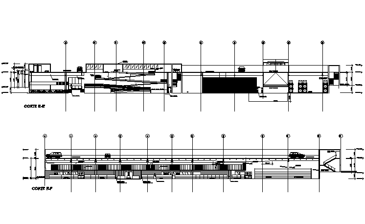 Shopping mall section E-E’ detail and section F-F’ detail dwg file