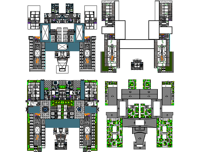 Shopping office complex elevation detail dwg file