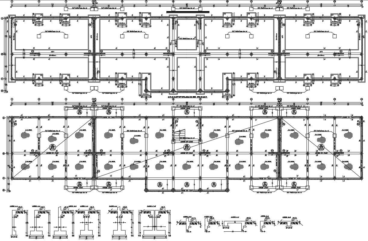 Shopping mall footing column foundation details cad drawing