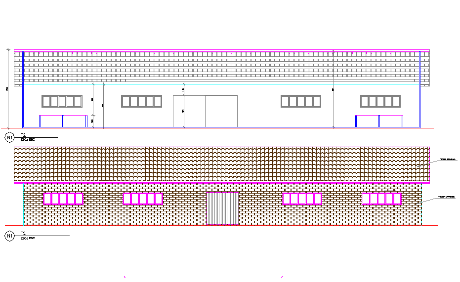 Showing elevation Tannery leather prosecution detail dwg file