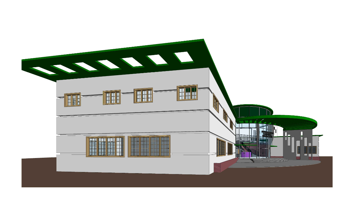 Side Elevation of 3D Commercial Layout Detail in DWG Format File
