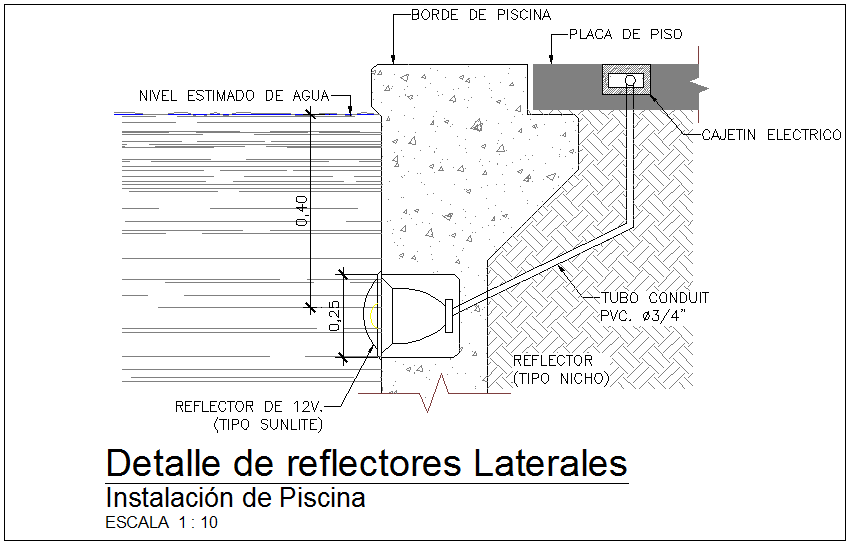 Side Reflectors Elevated view construction view dwg file