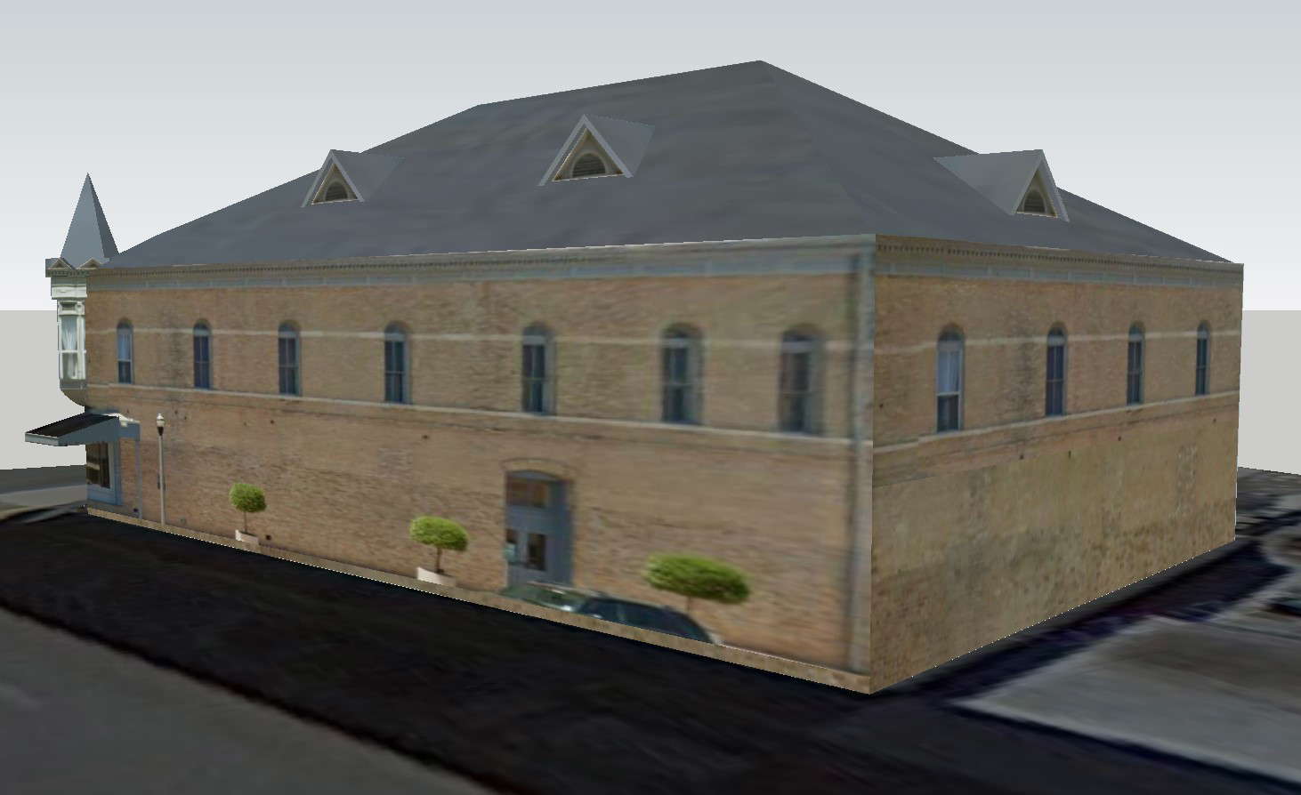 Side elevation of building in 3D