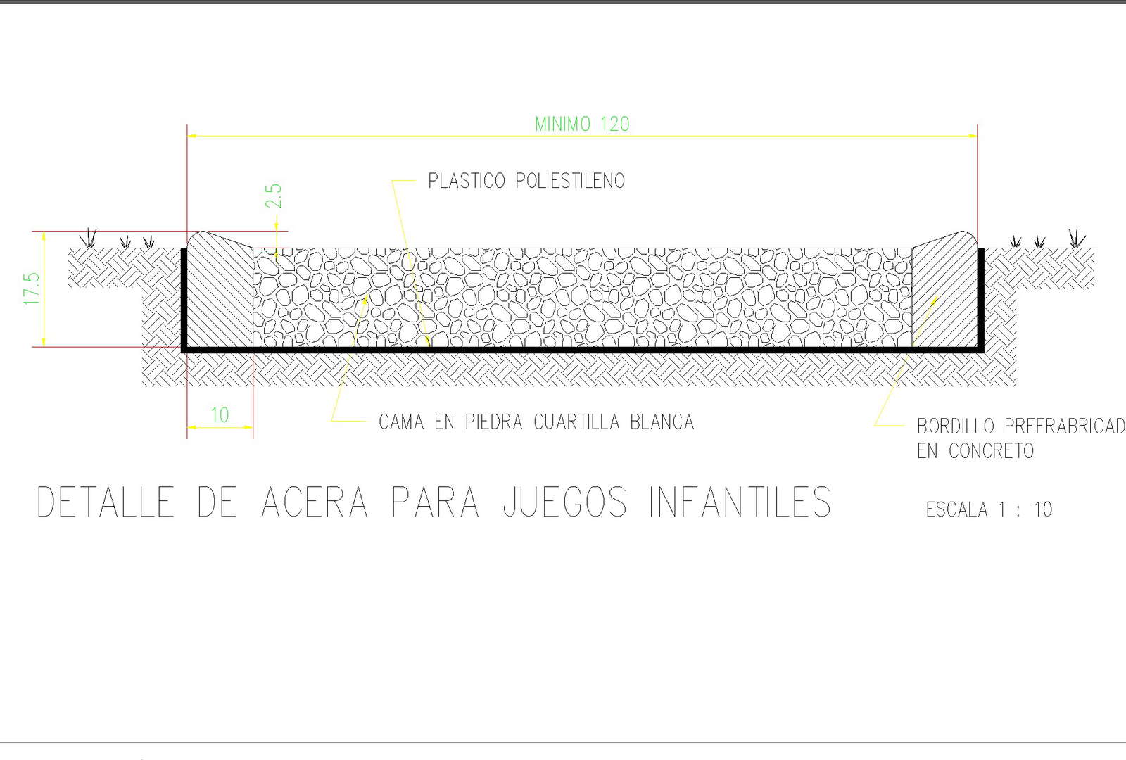 Side walk in loose stones layout file