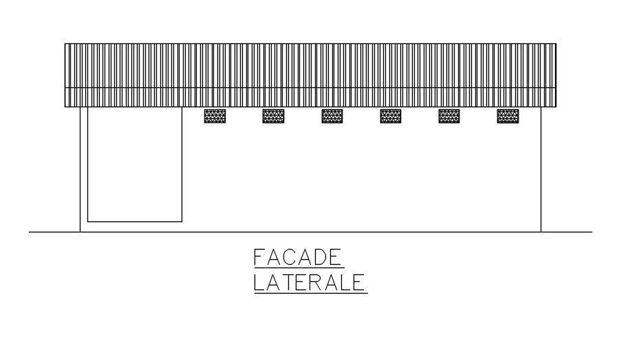 Side  Facades of common toilet in complex building in AutoCAD, dwg file.