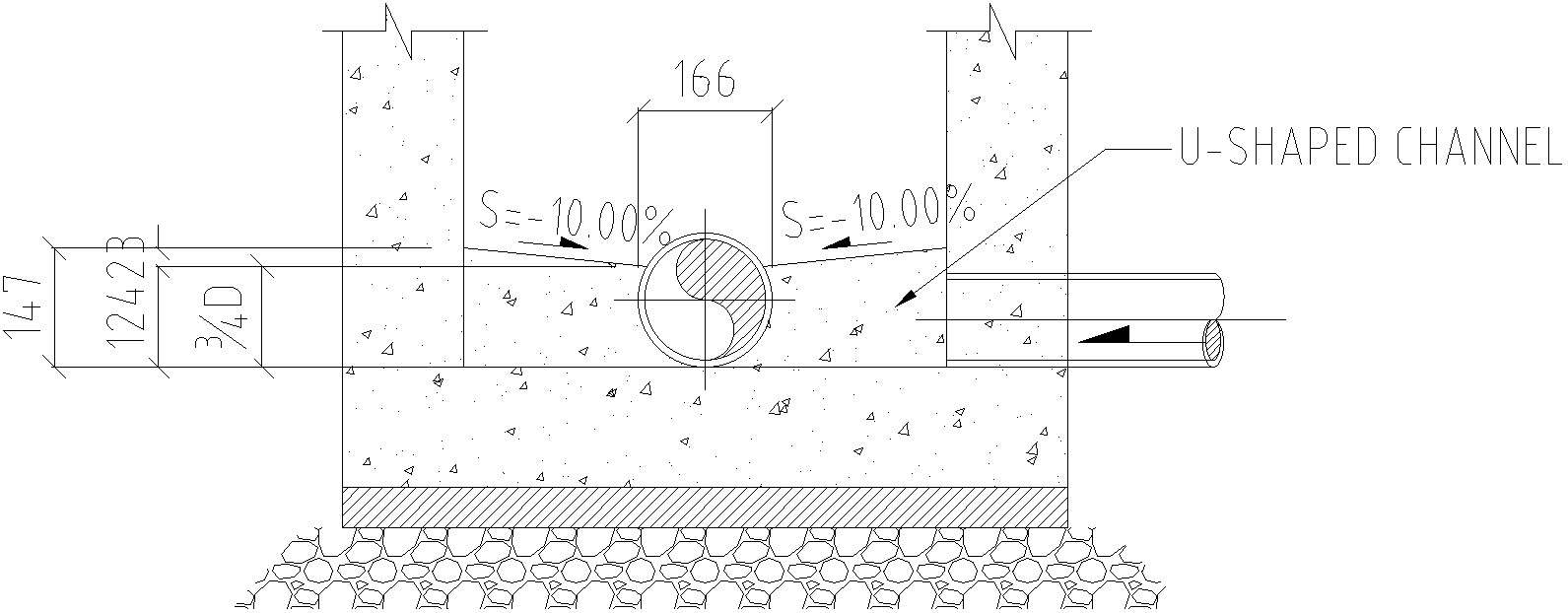 Side section of manhole in AutoCAD 2D drawing