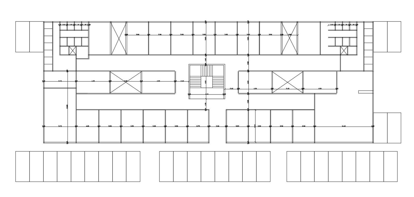 Simple Line Out Plan Of Commercial Building CAD Drawing 