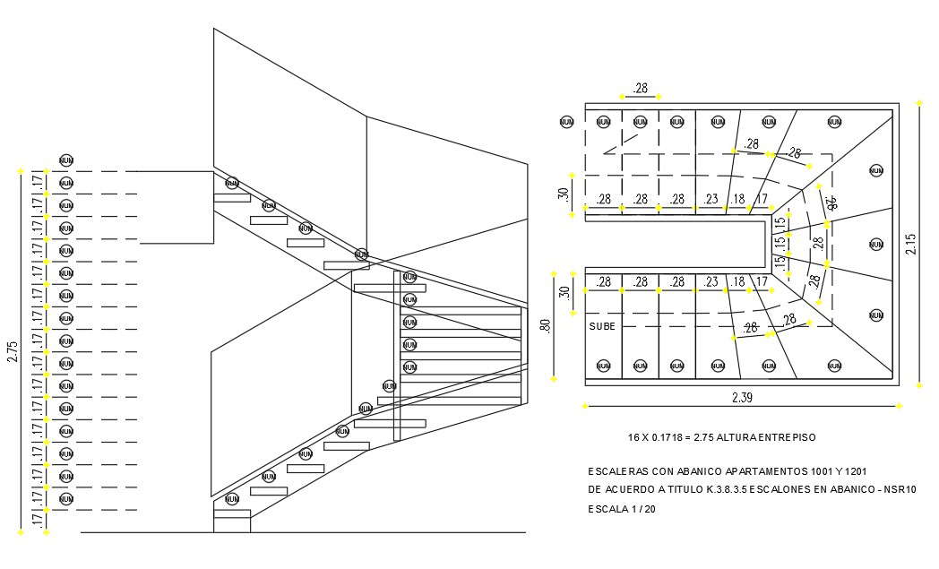 Simple Type Of Staircase DWG File