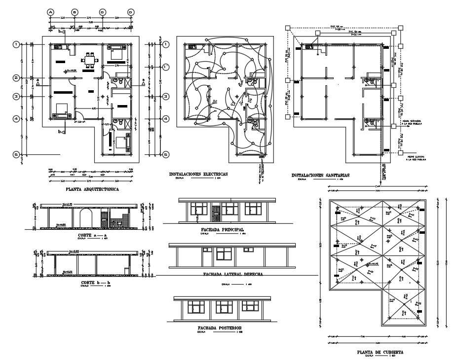Single Storey House Plan In DWG File