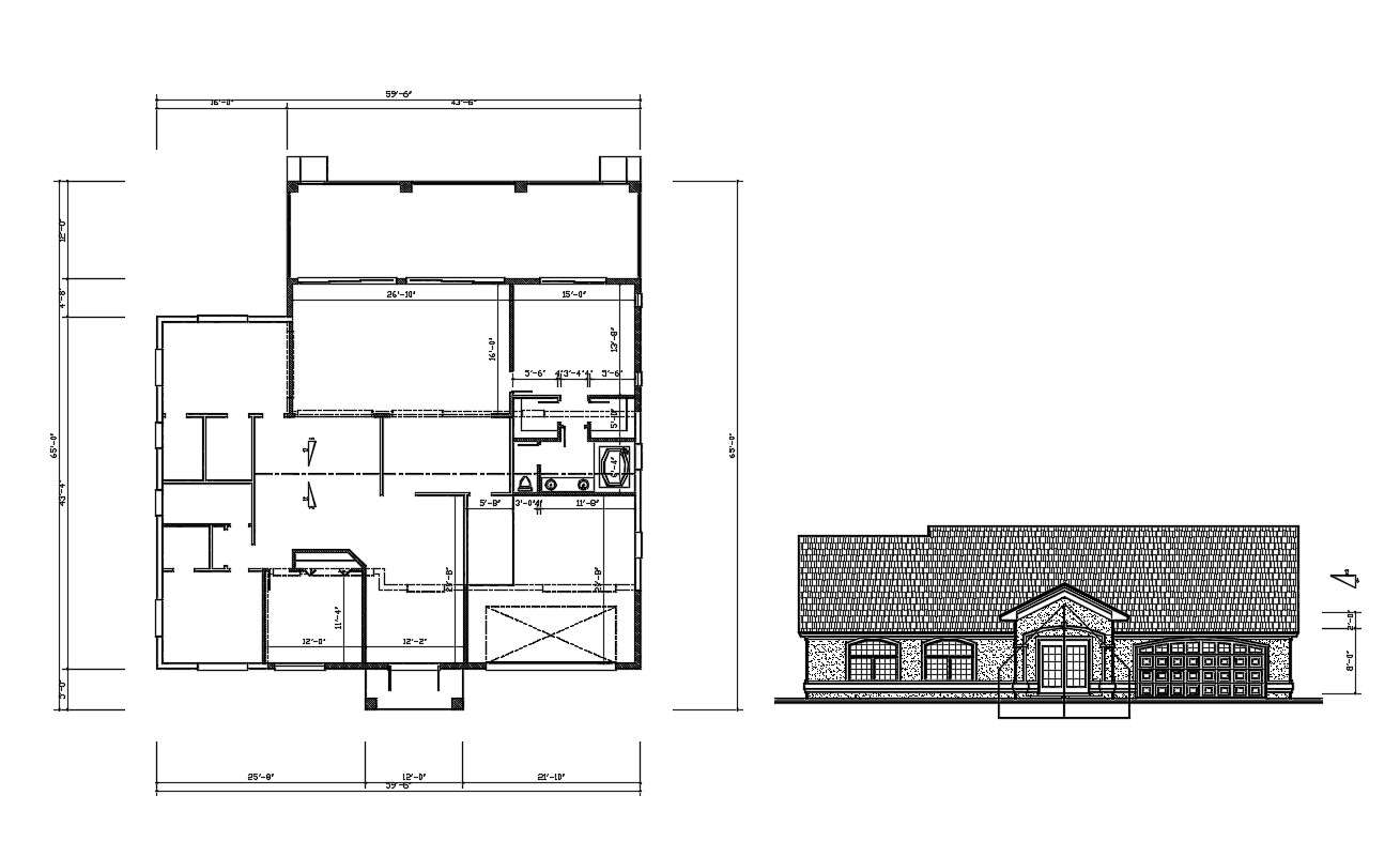 Single Story Residence House AutoCAD File