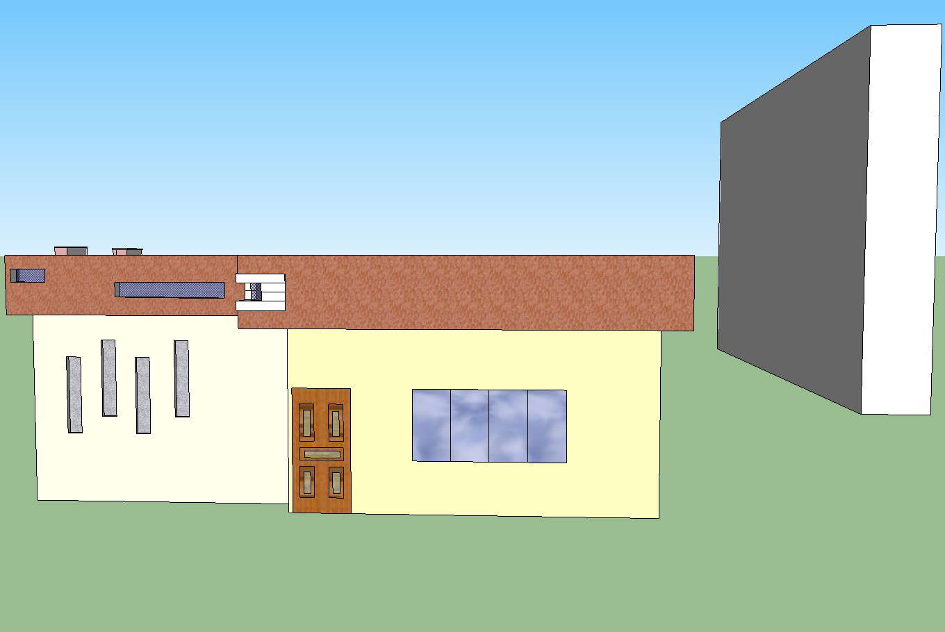 Single family house elevation 3d model dwg file