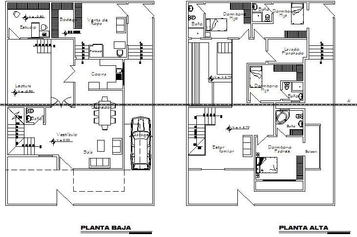 Single family house plan detail dwg file