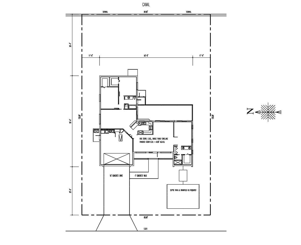 Single-family house with detail dimension in AutoCAD