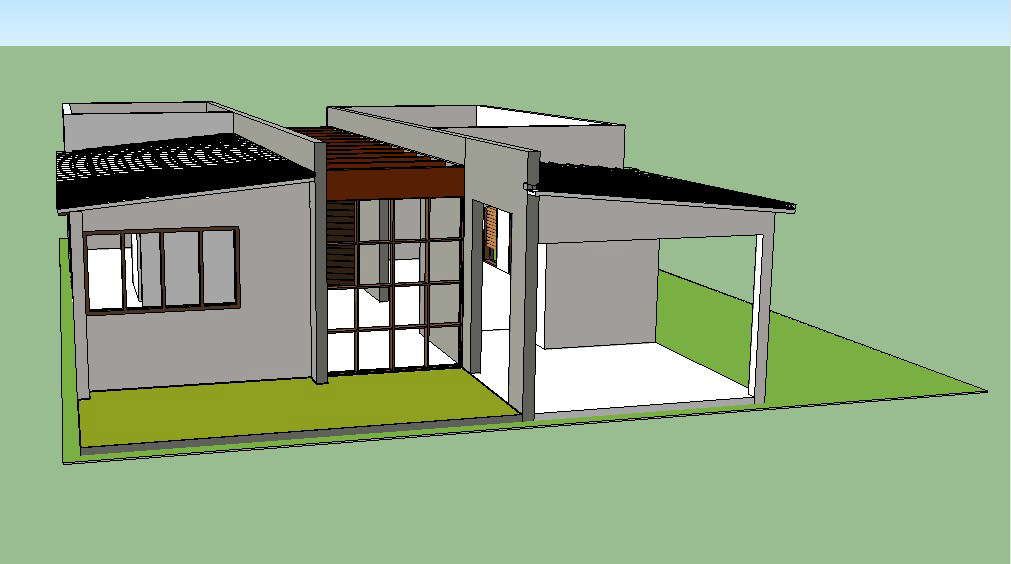 Single story modern house 3d model skp file