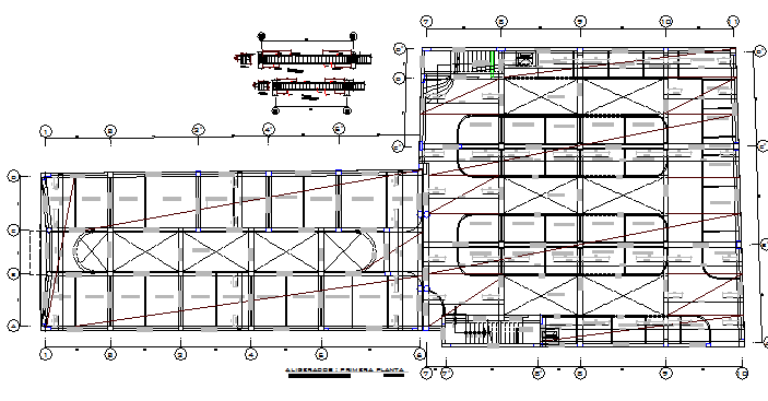 Single story shopping center architecture project dwg file