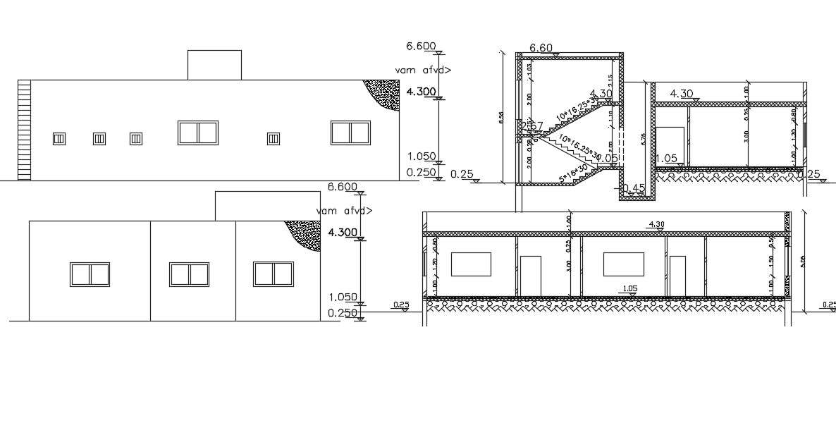 Single Storey House Building Free CAD Drawing 