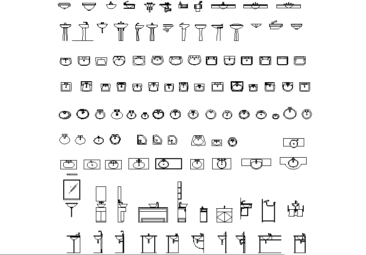 Sink plan, elevation and section detail dwg file