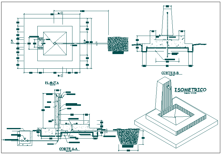Sink sunk structure detail view dwg file